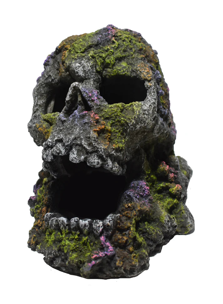 Mossy Skull Resin Ornament 4.1"